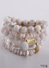 Boho Bracelet, RH Bracelet Set, Cubic Zircon Ball, Natural Stones, in Black and White